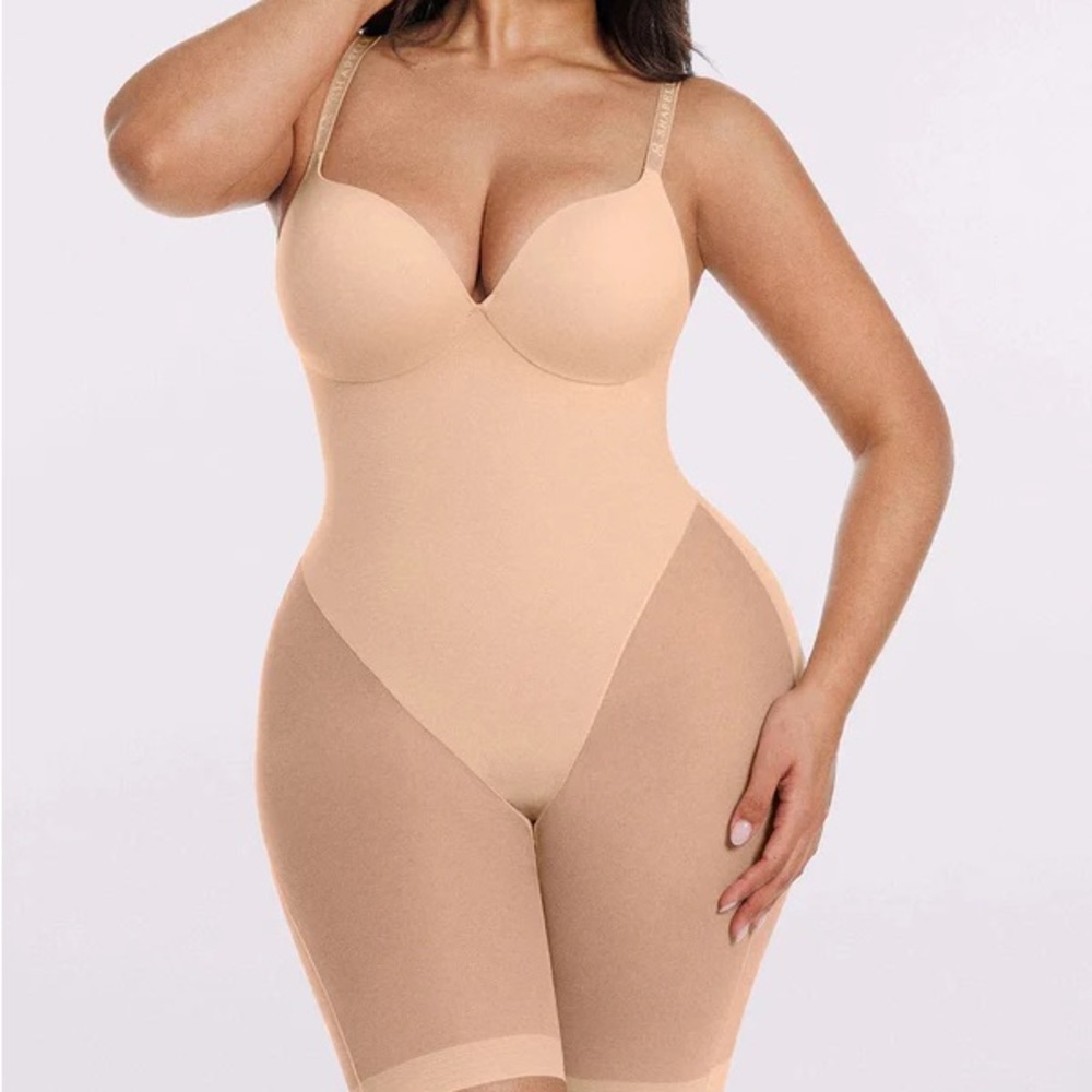 Seamless Nude Shapewear Bodysuit with Built-In Bra
